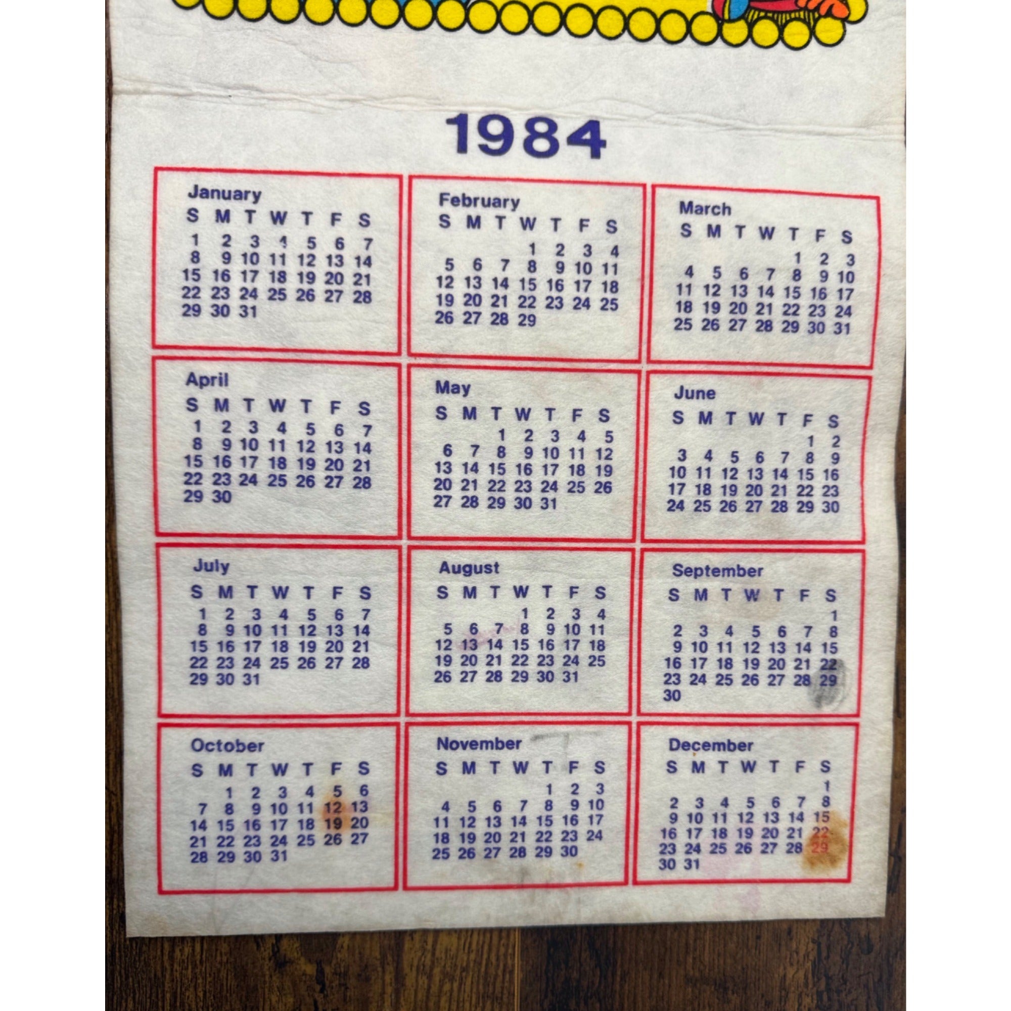 Sesame Street Live 1984 Fabric Wall Calendar With Big Bird Cookie Monster & More