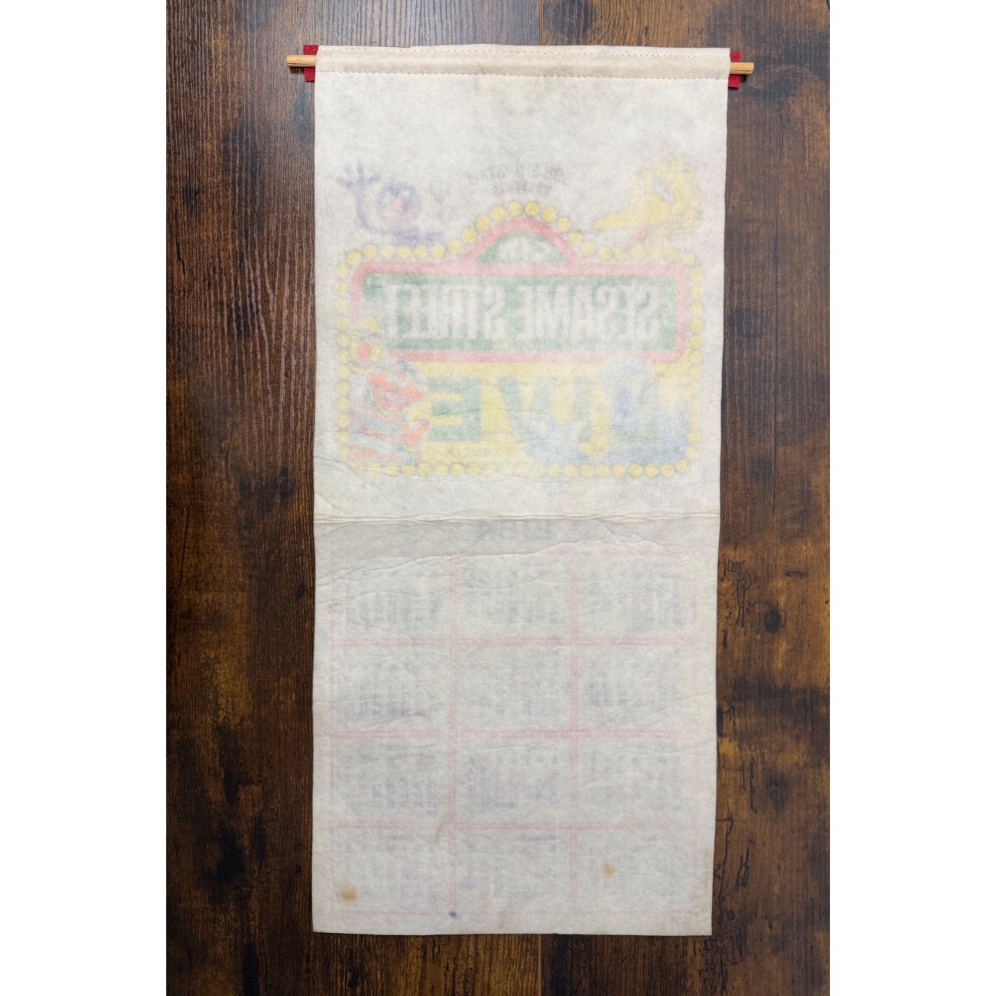 Sesame Street Live 1984 Fabric Wall Calendar With Big Bird Cookie Monster & More