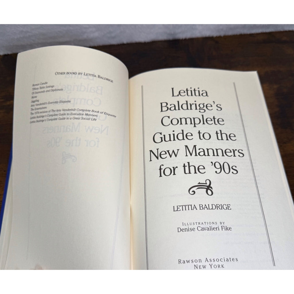Letitia Baldriges New Manners For The 90s Hardcover Book Red & Blue Binding 1990