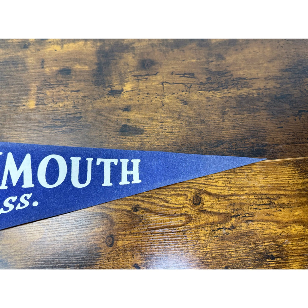 Vintage Plymouth Mass. Pennant With Mayflower & Plymouth Rock Design