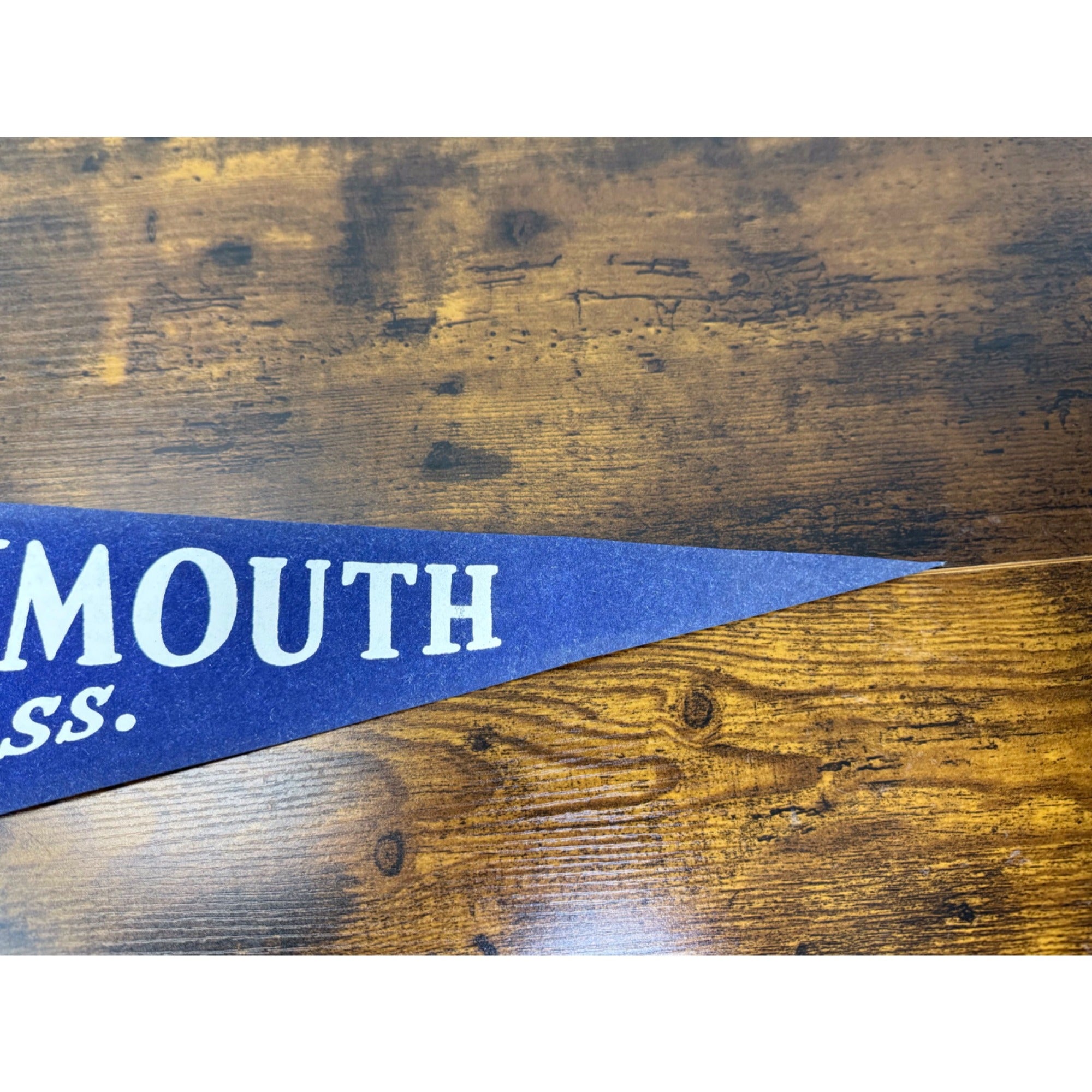 Vintage Plymouth Mass. Pennant With Mayflower & Plymouth Rock Design