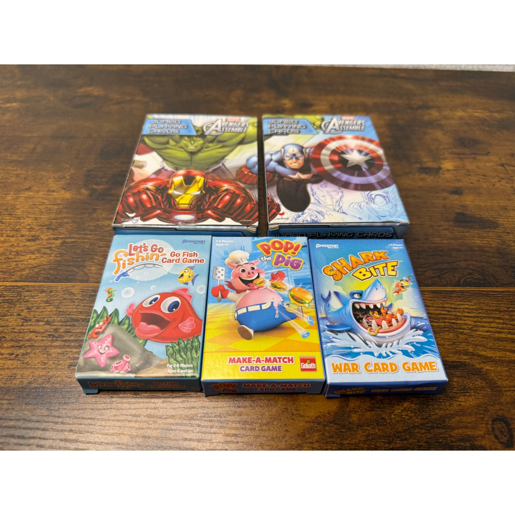 Card Game Set Avengers Jumbo Playing Cards Lets Go Fishin Pop The Pig Shark Bite