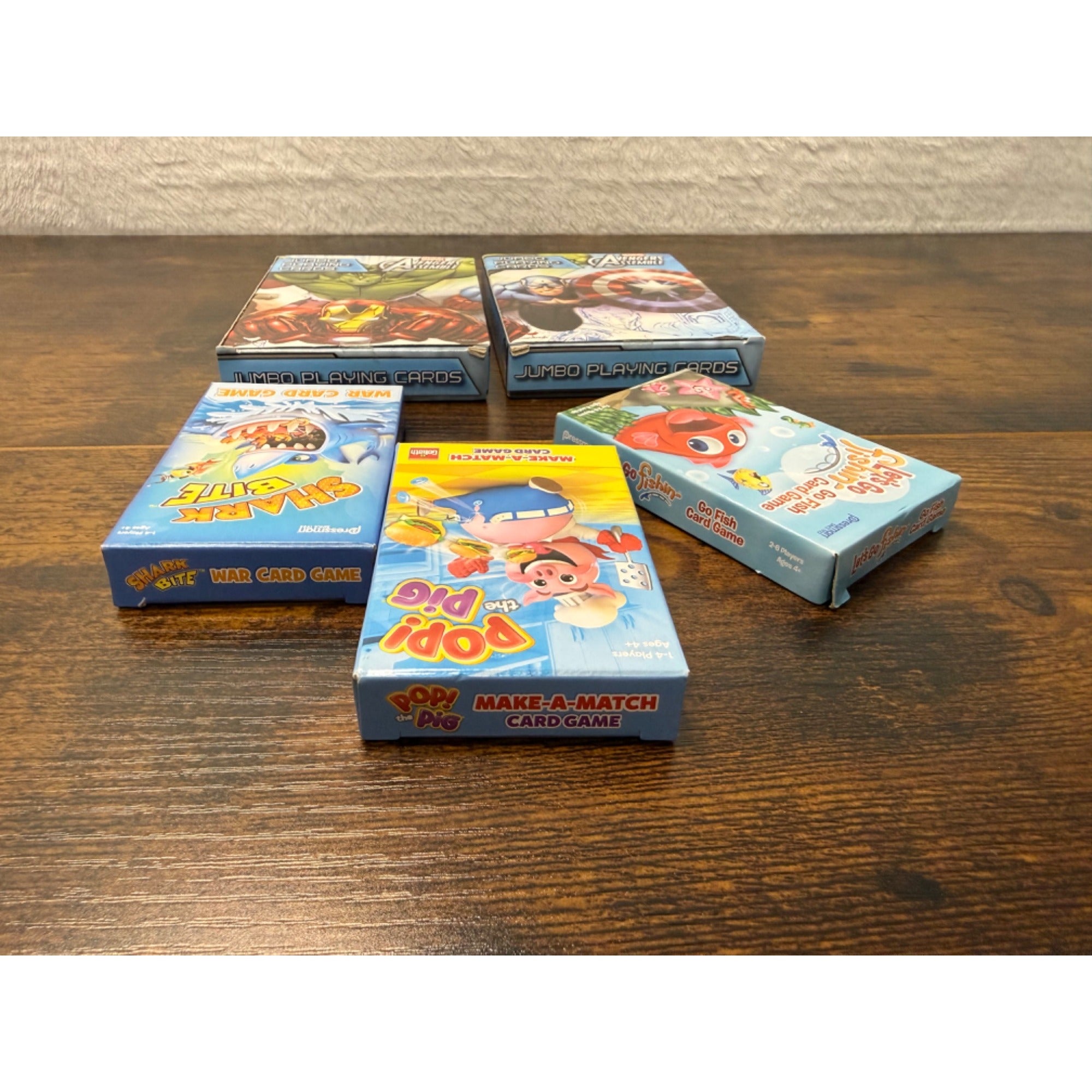Card Game Set Avengers Jumbo Playing Cards Lets Go Fishin Pop The Pig Shark Bite