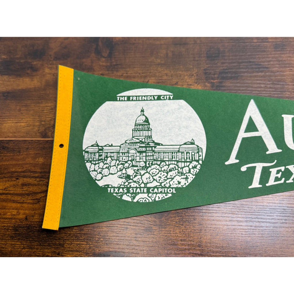 Vintage Austin Texas Felt Pennant With Texas State Capitol Design 27.5 inches