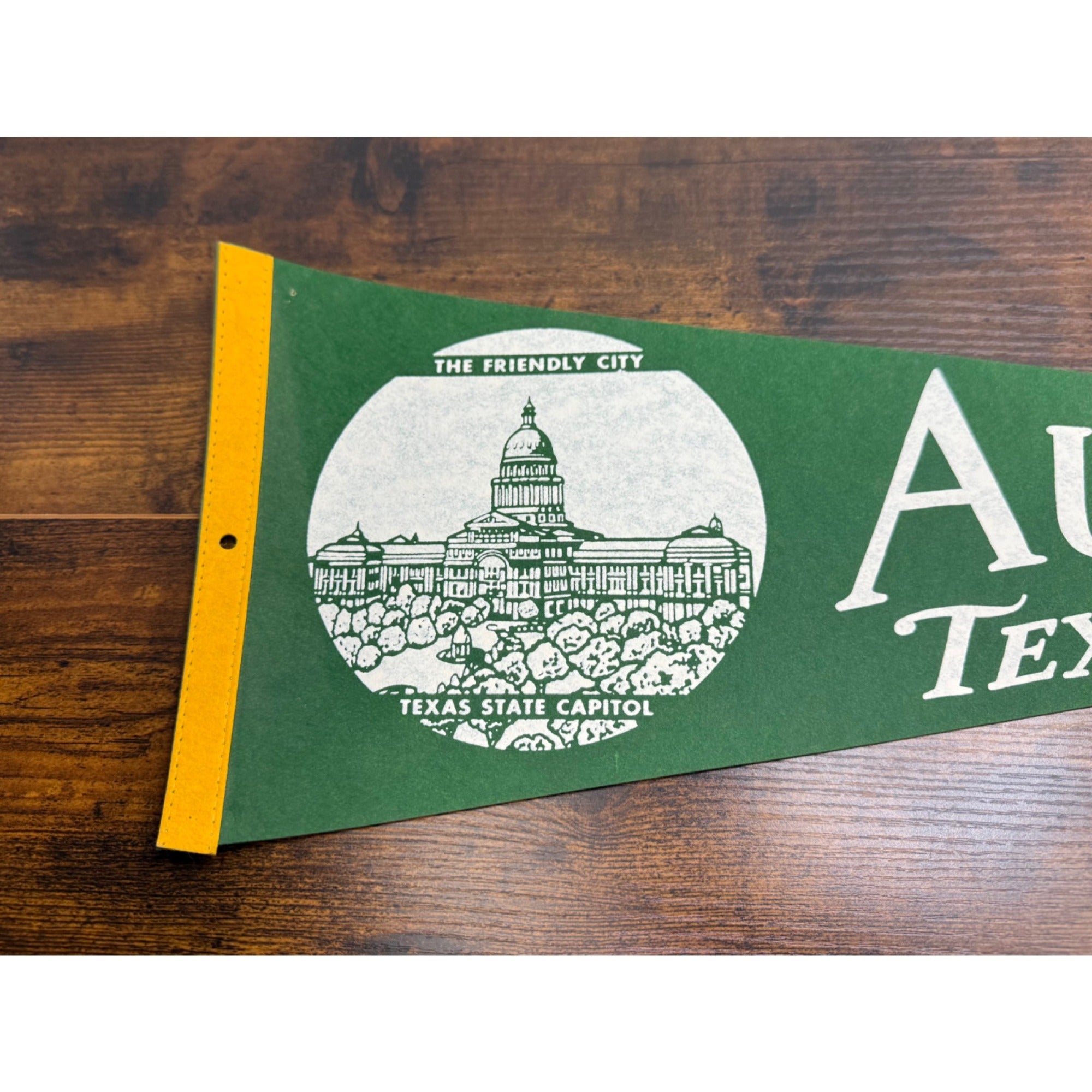 Vintage Austin Texas Felt Pennant With Texas State Capitol Design 27.5 inches