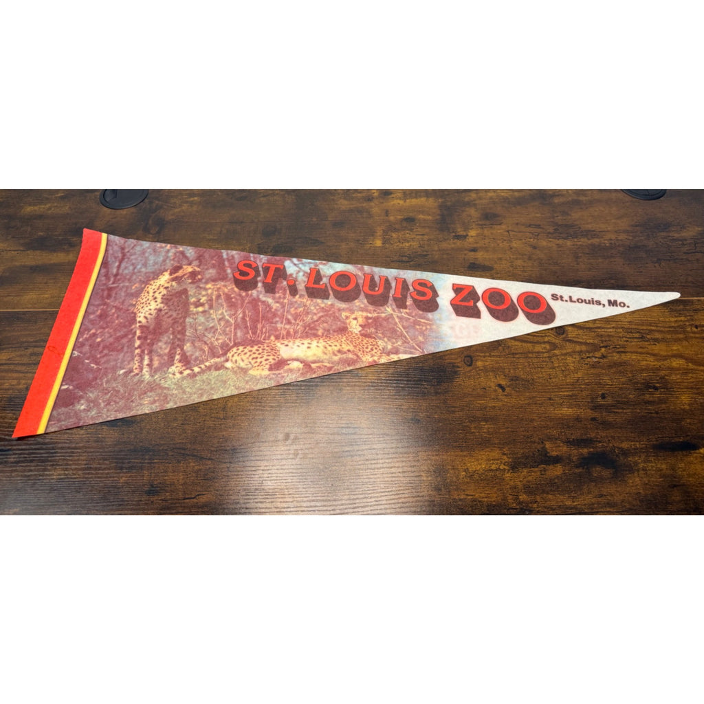 Vintage St. Louis Zoo Pennant With Cheetah Design Felt St. Louis MO Souvenir