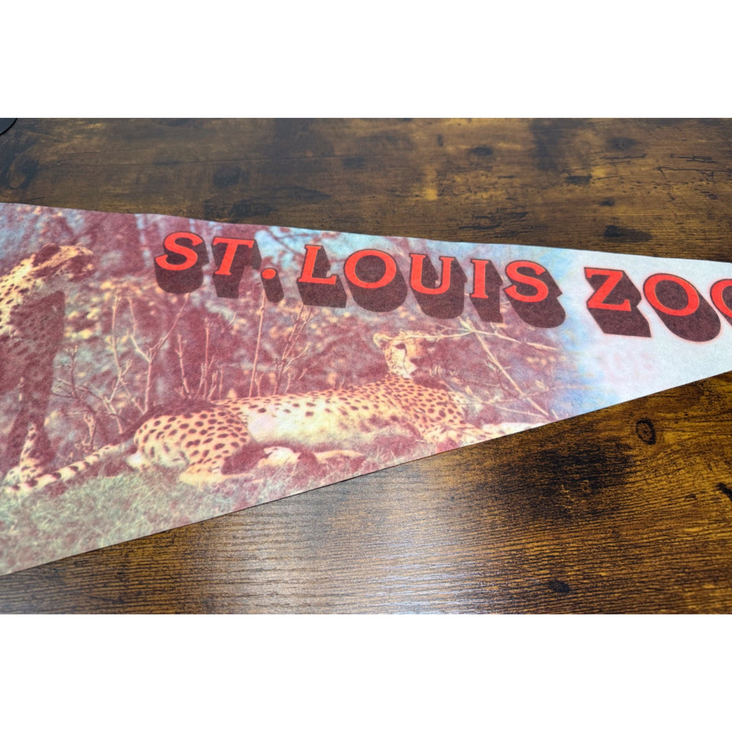 Vintage St. Louis Zoo Pennant With Cheetah Design Felt St. Louis MO Souvenir