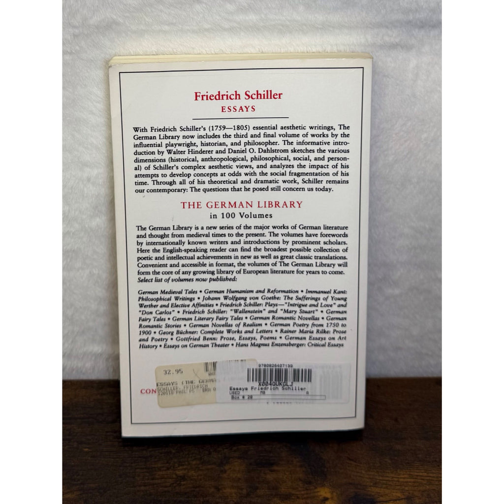 Friedrich Schiller Essays Paperback Edited By Hinderer & Dahlstrom