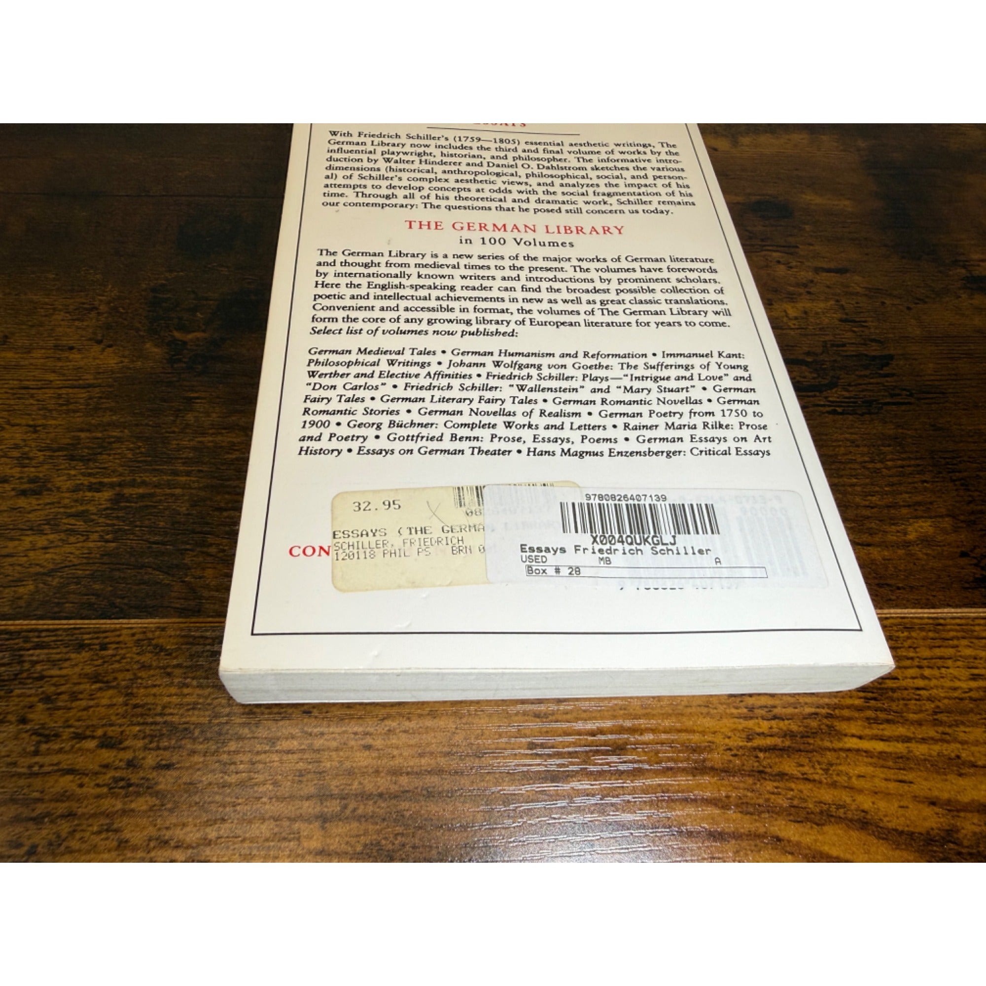 Friedrich Schiller Essays Paperback Edited By Hinderer & Dahlstrom