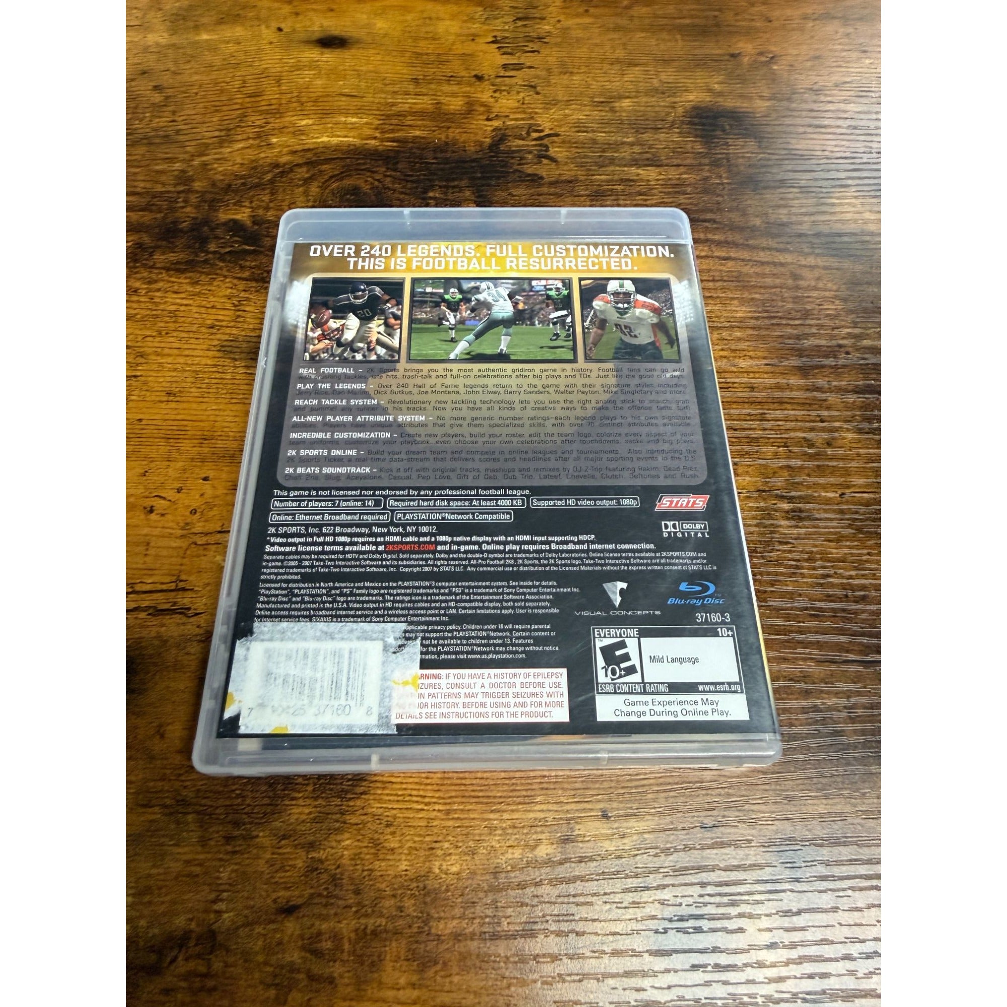 All-Pro Football 2K8 PS3 Complete With Case Manual & Disc By 2K Sports