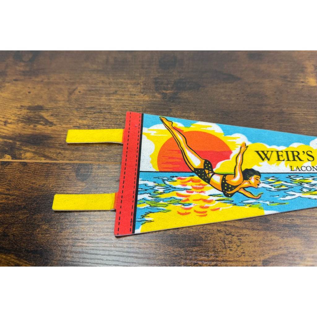 Vintage Weirs Beach Laconia N.H. Souvenir Felt Pennant 14.5 inches