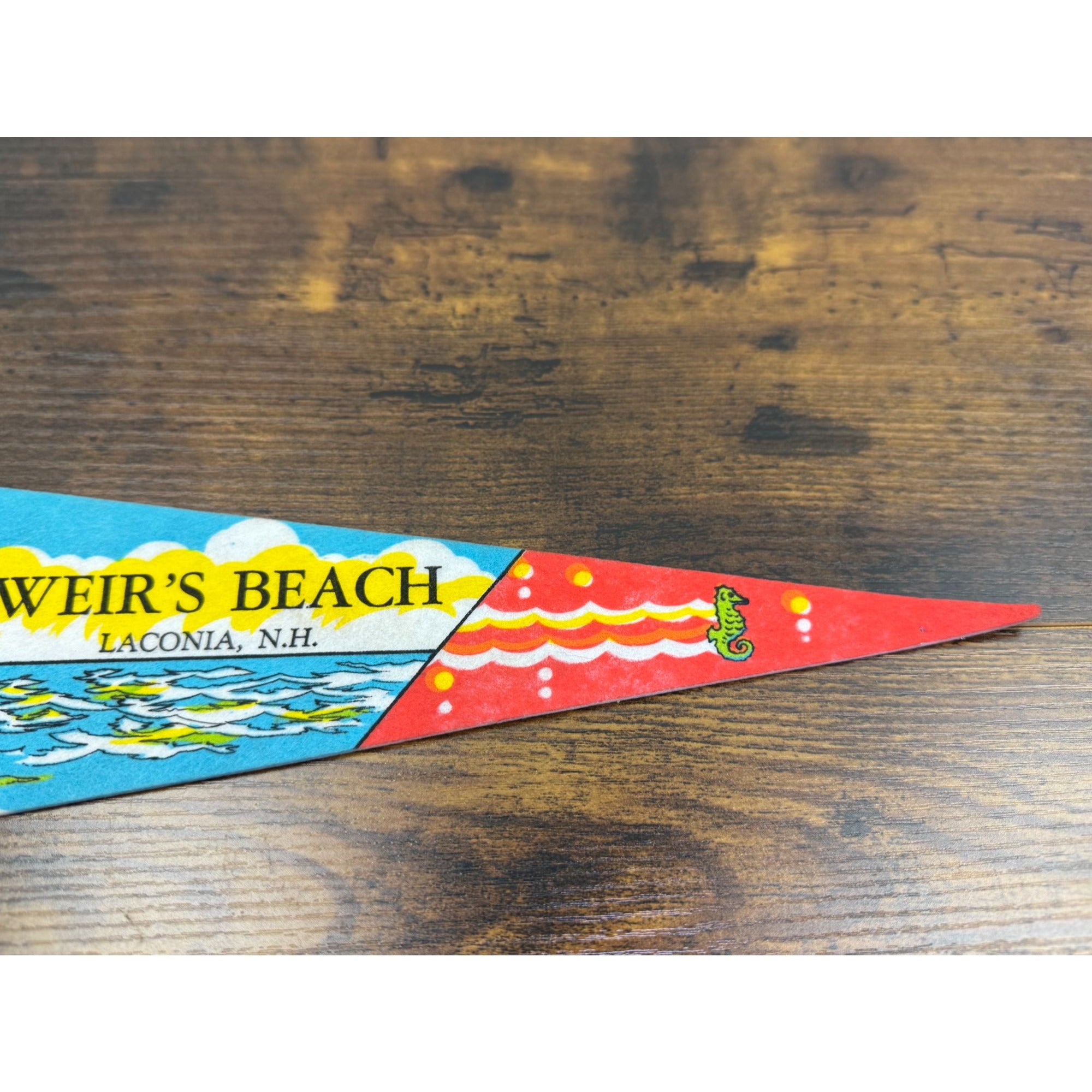 Vintage Weirs Beach Laconia N.H. Souvenir Felt Pennant 14.5 inches