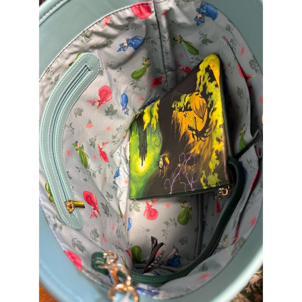 NEW Disney Sleeping beauty hand bag with matching Maleficent change purse
