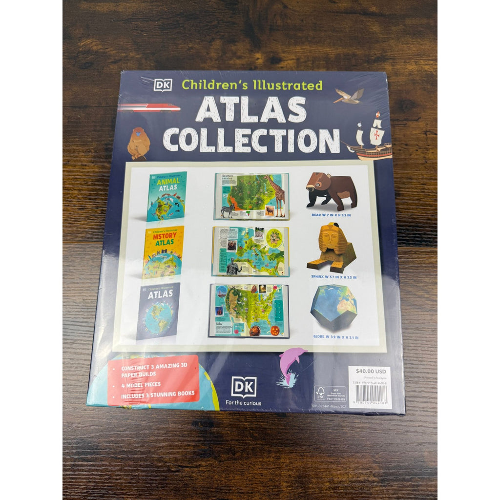 Childrens Illustrated Atlas Collection By DK - 3 Books & 3D Paper Builds