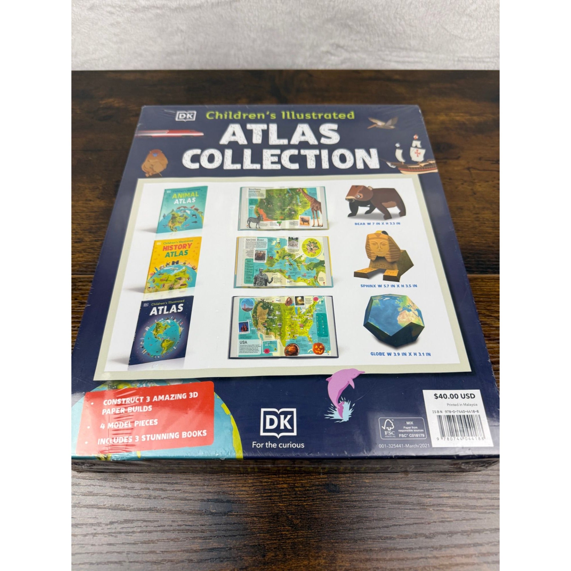Childrens Illustrated Atlas Collection By DK - 3 Books & 3D Paper Builds