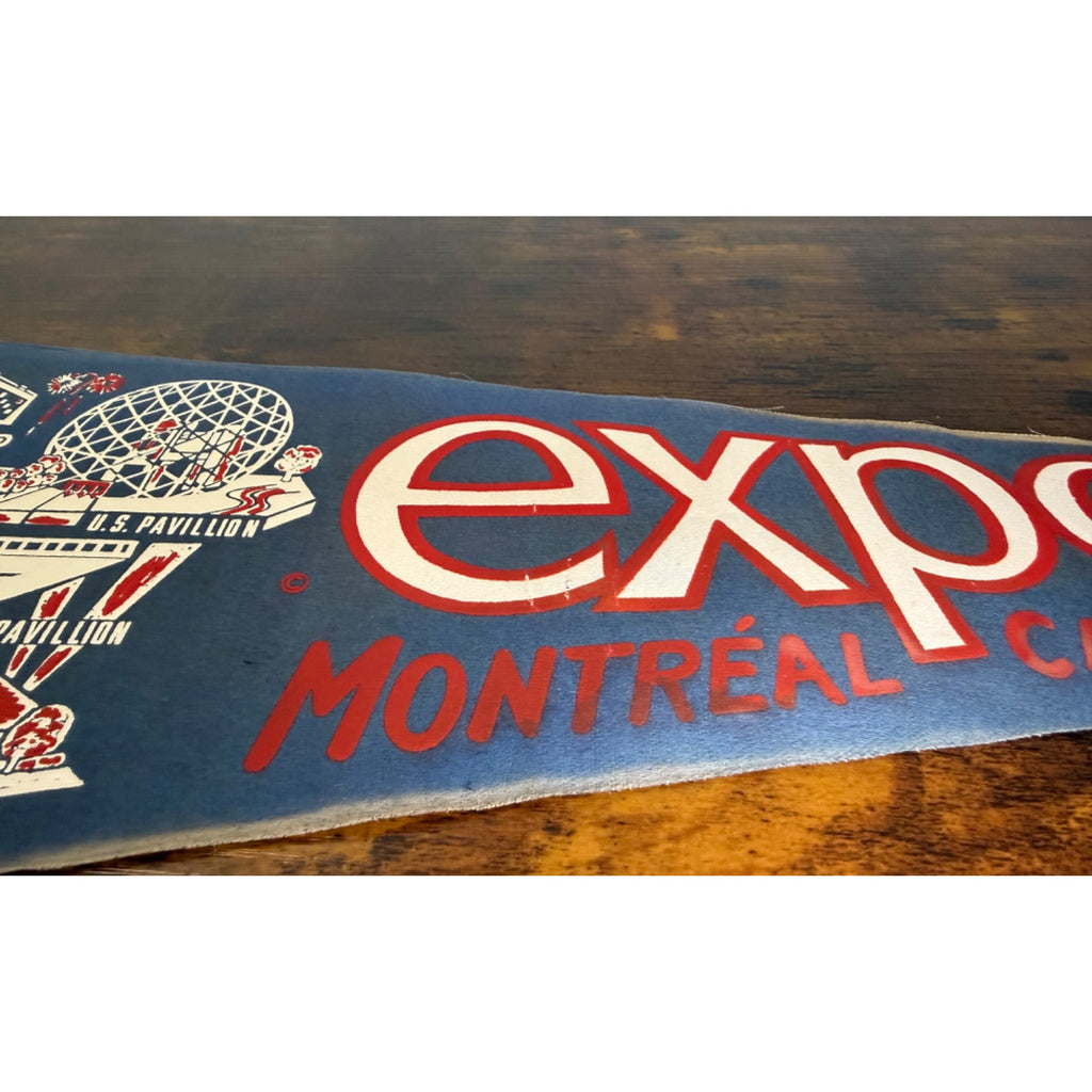 Vintage Expo 67 Montreal Canada Felt Pennant With Pavilion Graphics