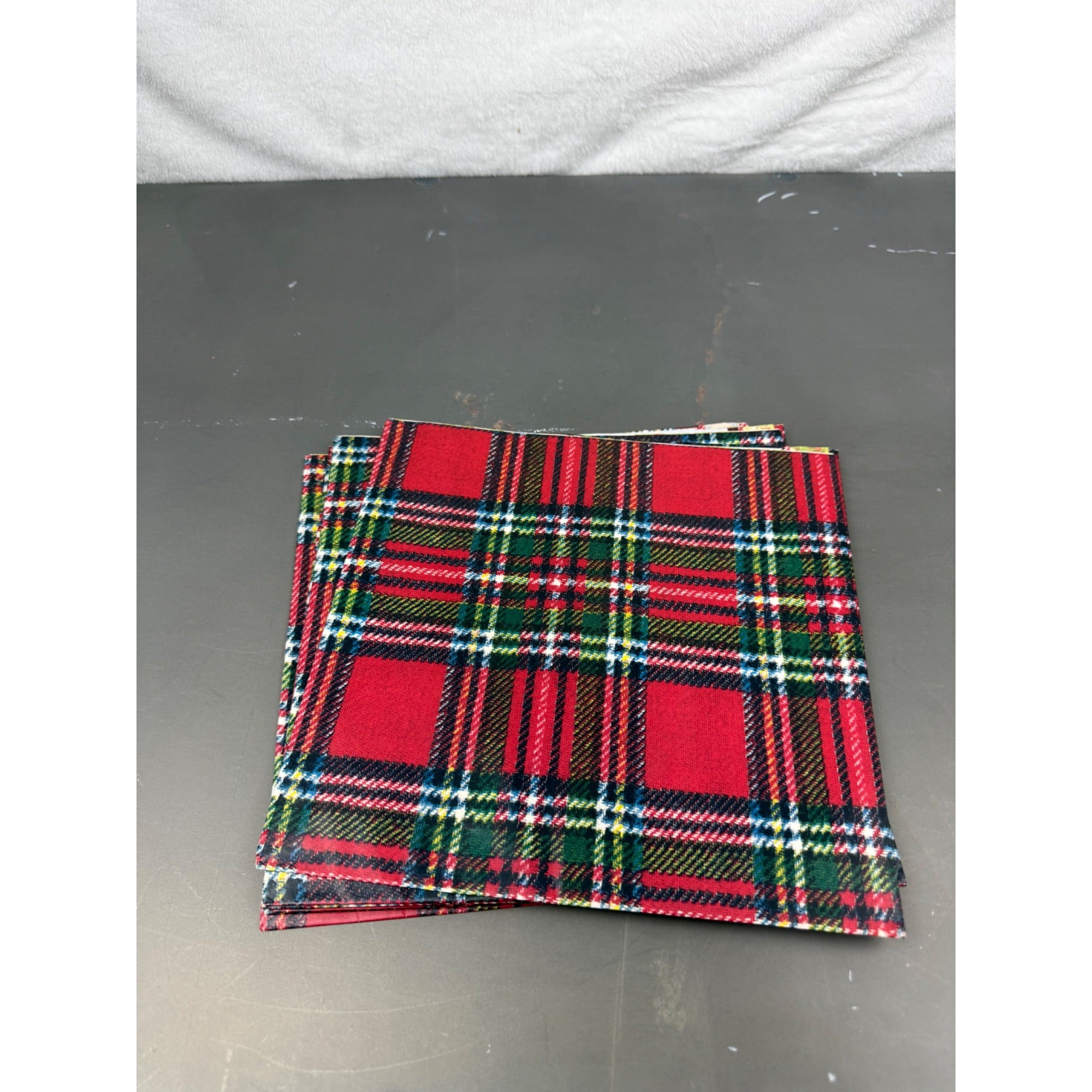 Set Of 7 Vintage Christmas Plaid Christmas wrapping paper