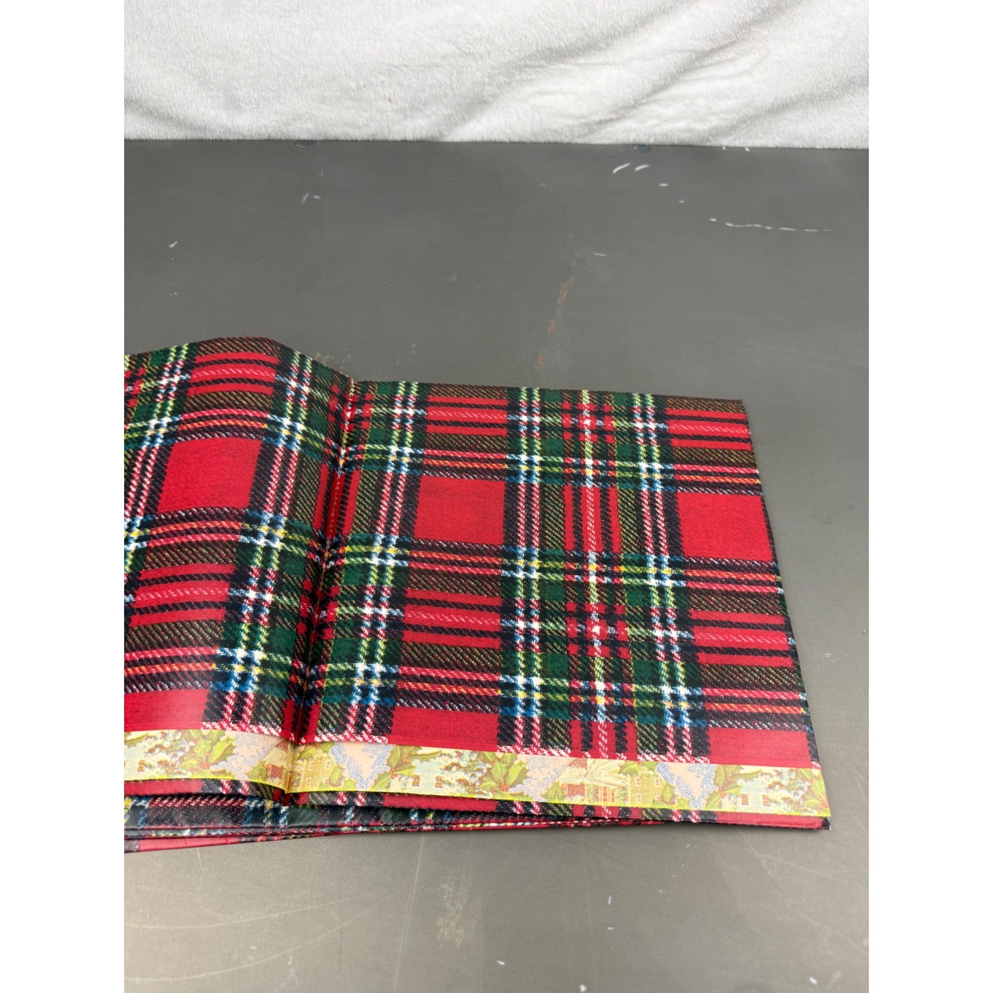 Set Of 7 Vintage Christmas Plaid Christmas wrapping paper