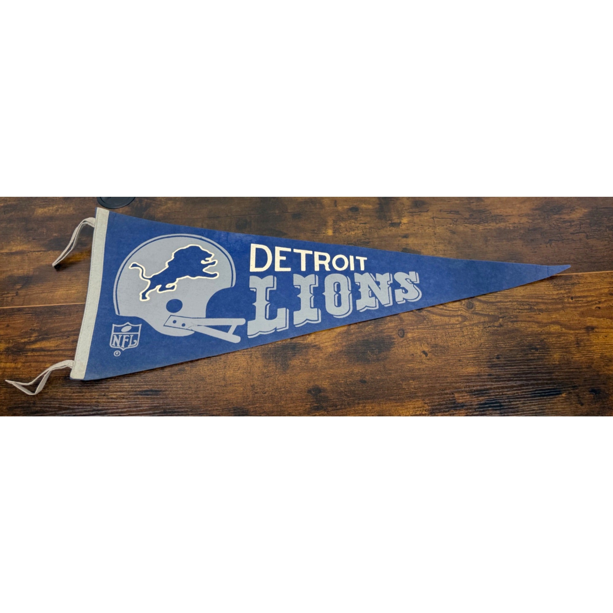 Vintage Detroit Lions NFL Felt Pennant Blue & Gray 1960s Style Football Memorabilia 11x29 Inches