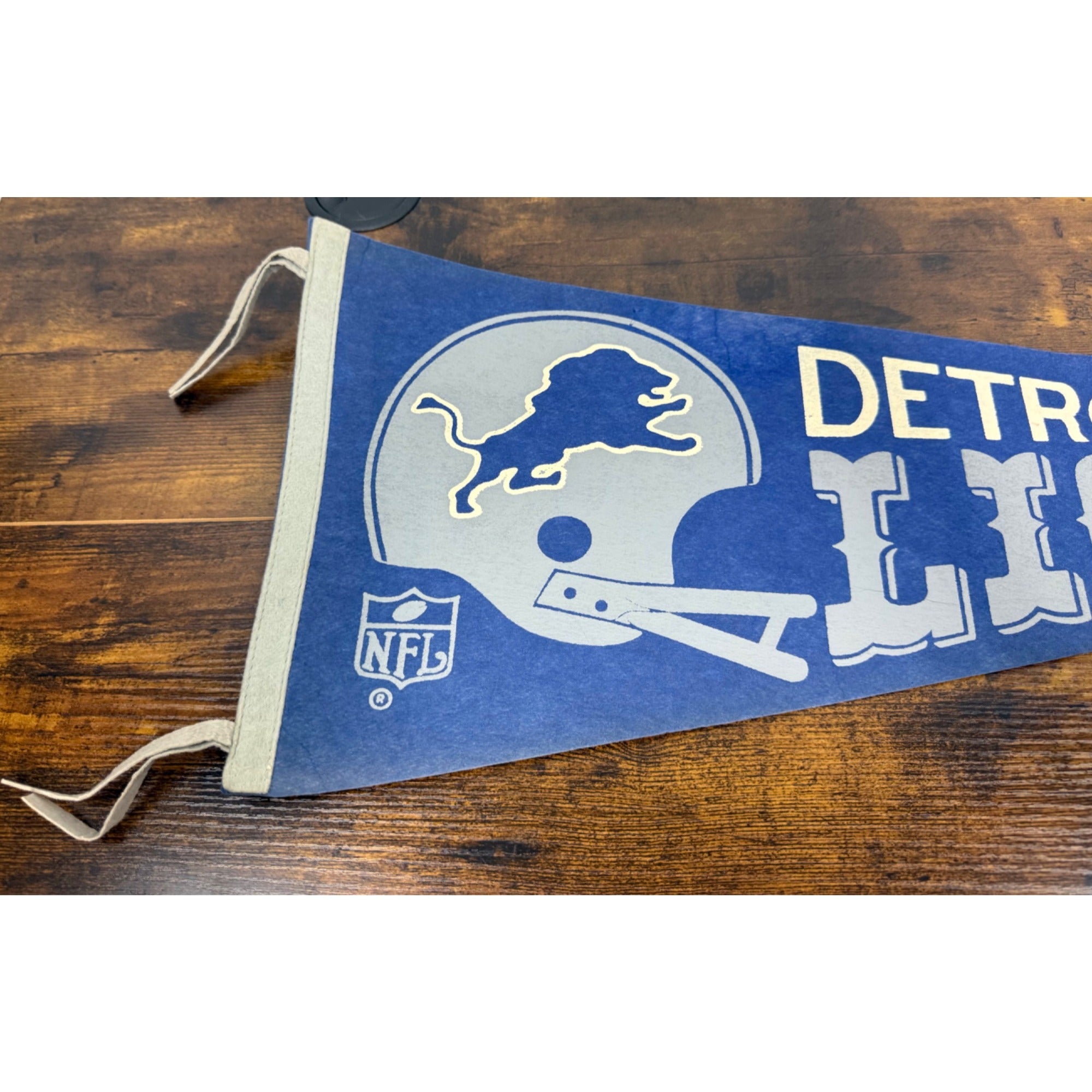 Vintage Detroit Lions NFL Felt Pennant Blue & Gray 1960s Style Football Memorabilia 11x29 Inches