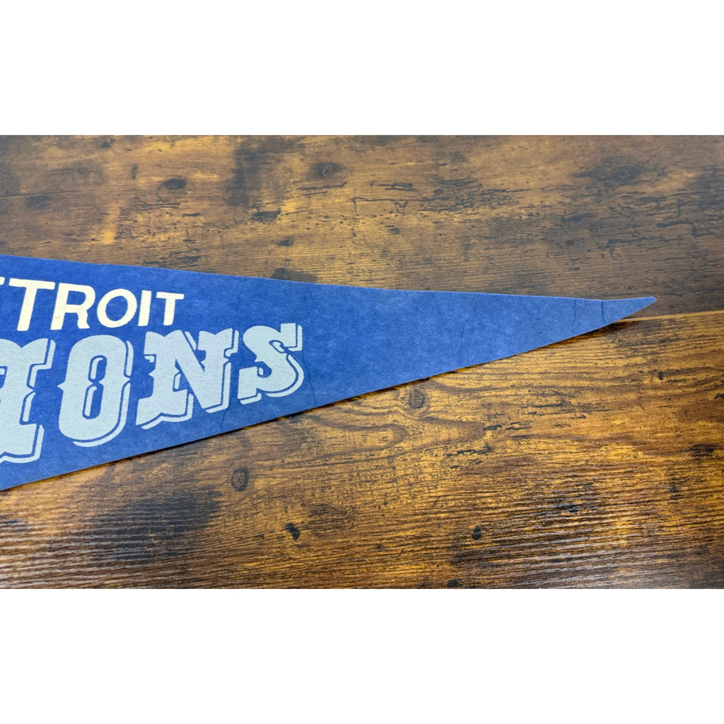 Vintage Detroit Lions NFL Felt Pennant Blue & Gray 1960s Style Football Memorabilia 11x29 Inches