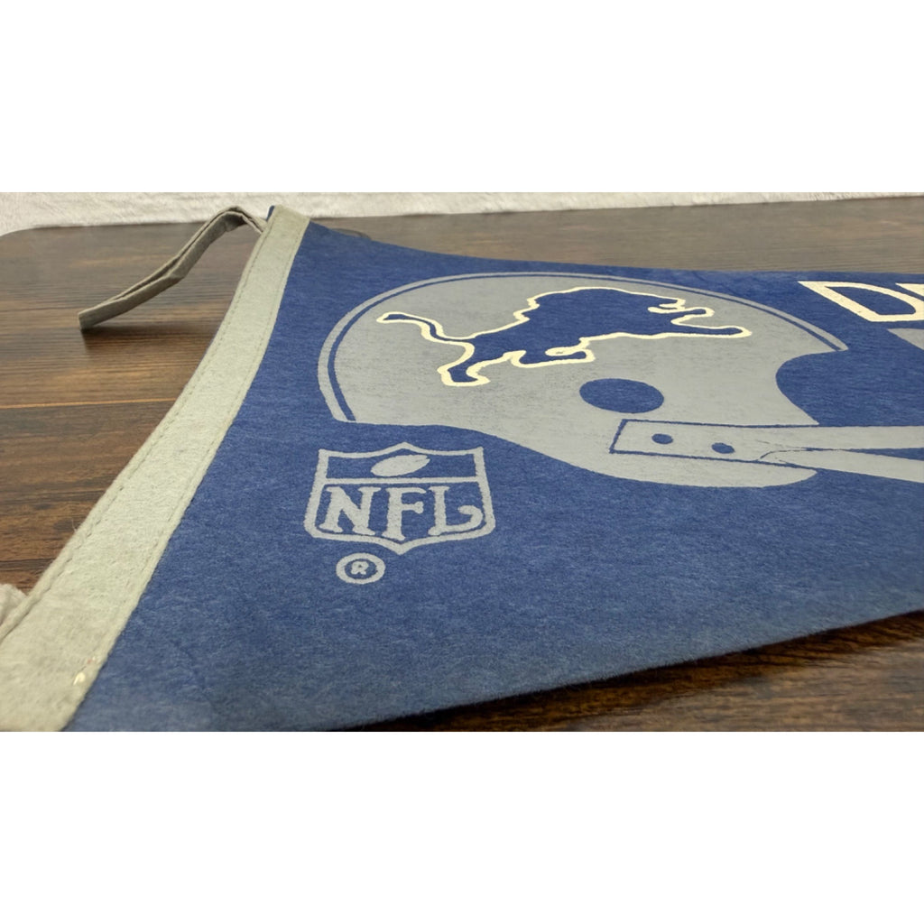 Vintage Detroit Lions NFL Felt Pennant Blue & Gray 1960s Style Football Memorabilia 11x29 Inches