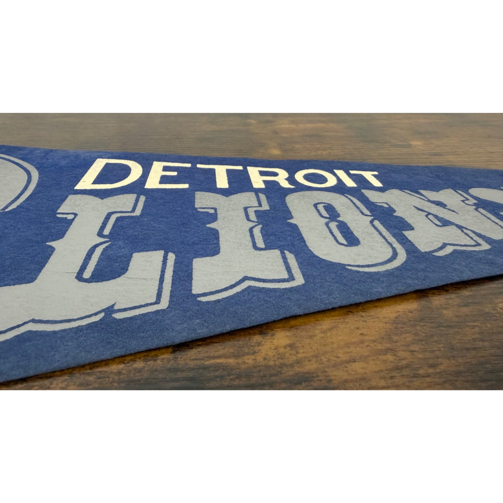 Vintage Detroit Lions NFL Felt Pennant Blue & Gray 1960s Style Football Memorabilia 11x29 Inches