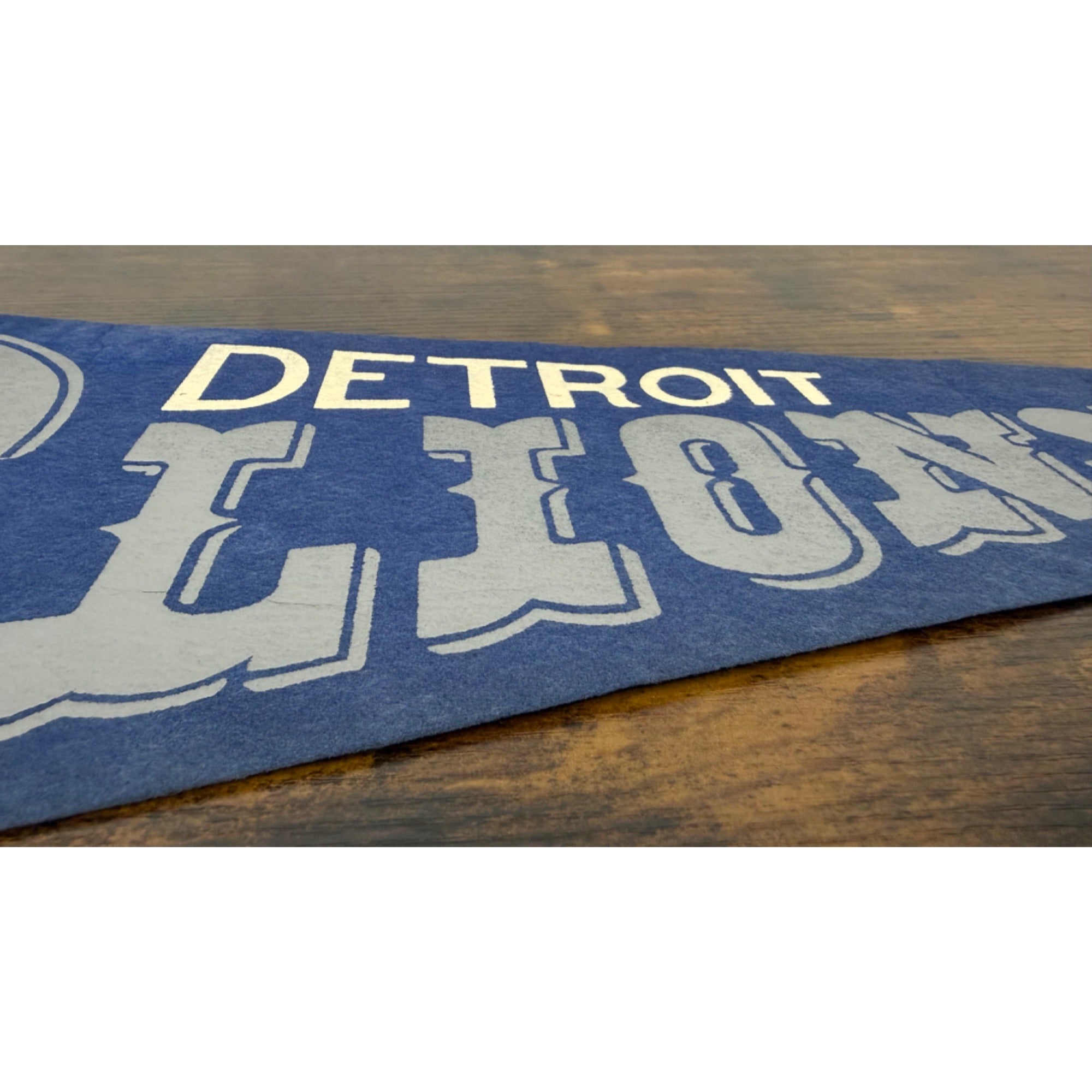 Vintage Detroit Lions NFL Felt Pennant Blue & Gray 1960s Style Football Memorabilia 11x29 Inches