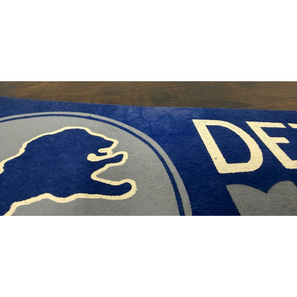 Vintage Detroit Lions NFL Felt Pennant Blue & Gray 1960s Style Football Memorabilia 11x29 Inches