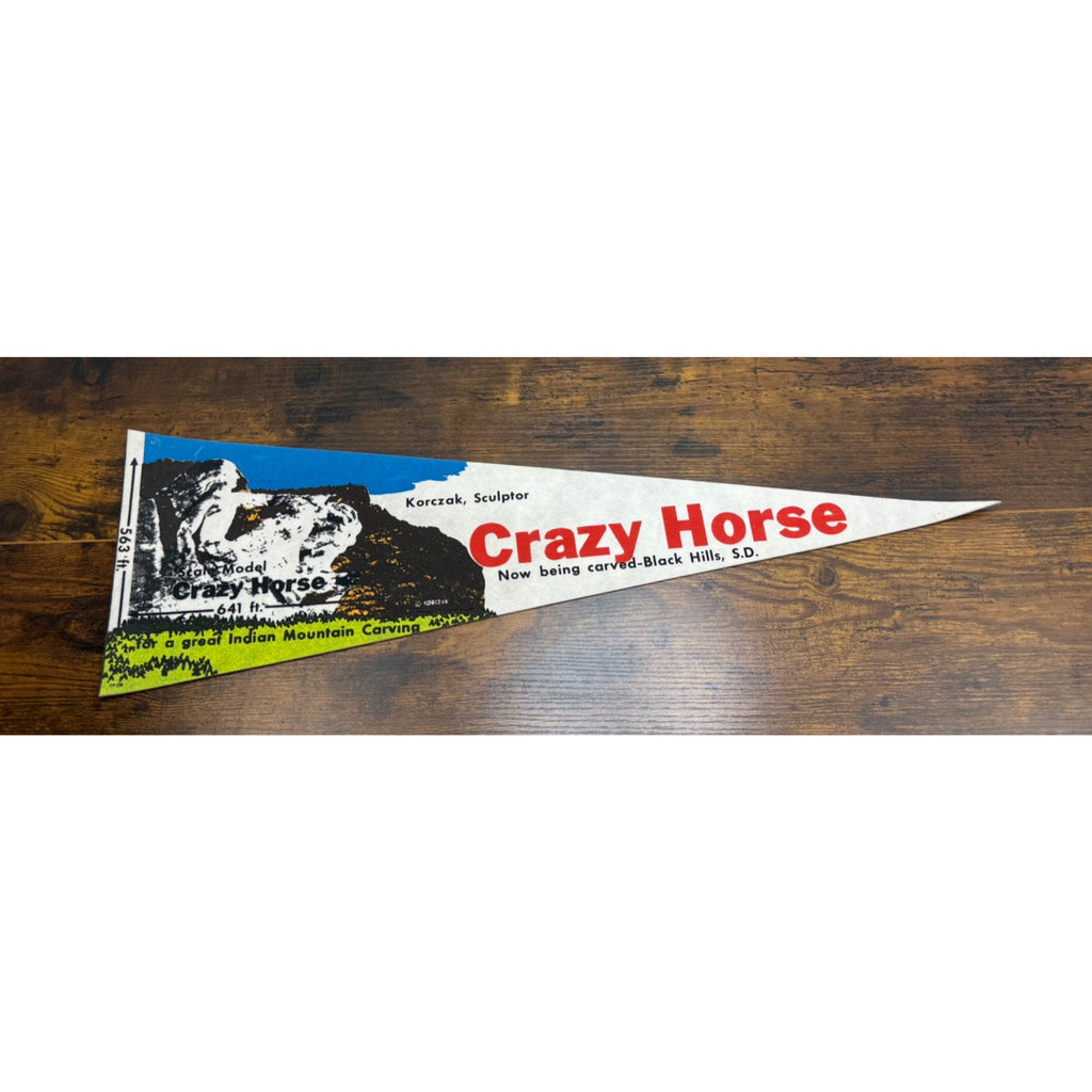 Crazy Horse Black Hills South Dakota Vintage Souvenir Felt Pennant 23.5" Long