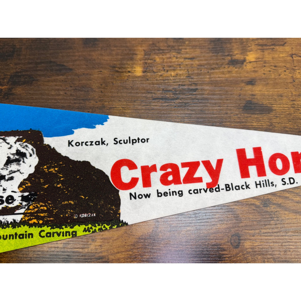 Crazy Horse Black Hills South Dakota Vintage Souvenir Felt Pennant 23.5" Long