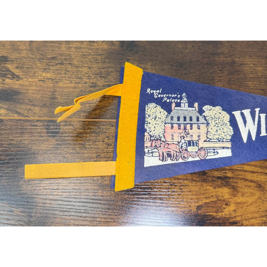 Vintage Williamsburg VA Felt Pennant With Royal Governors Palace Illustration