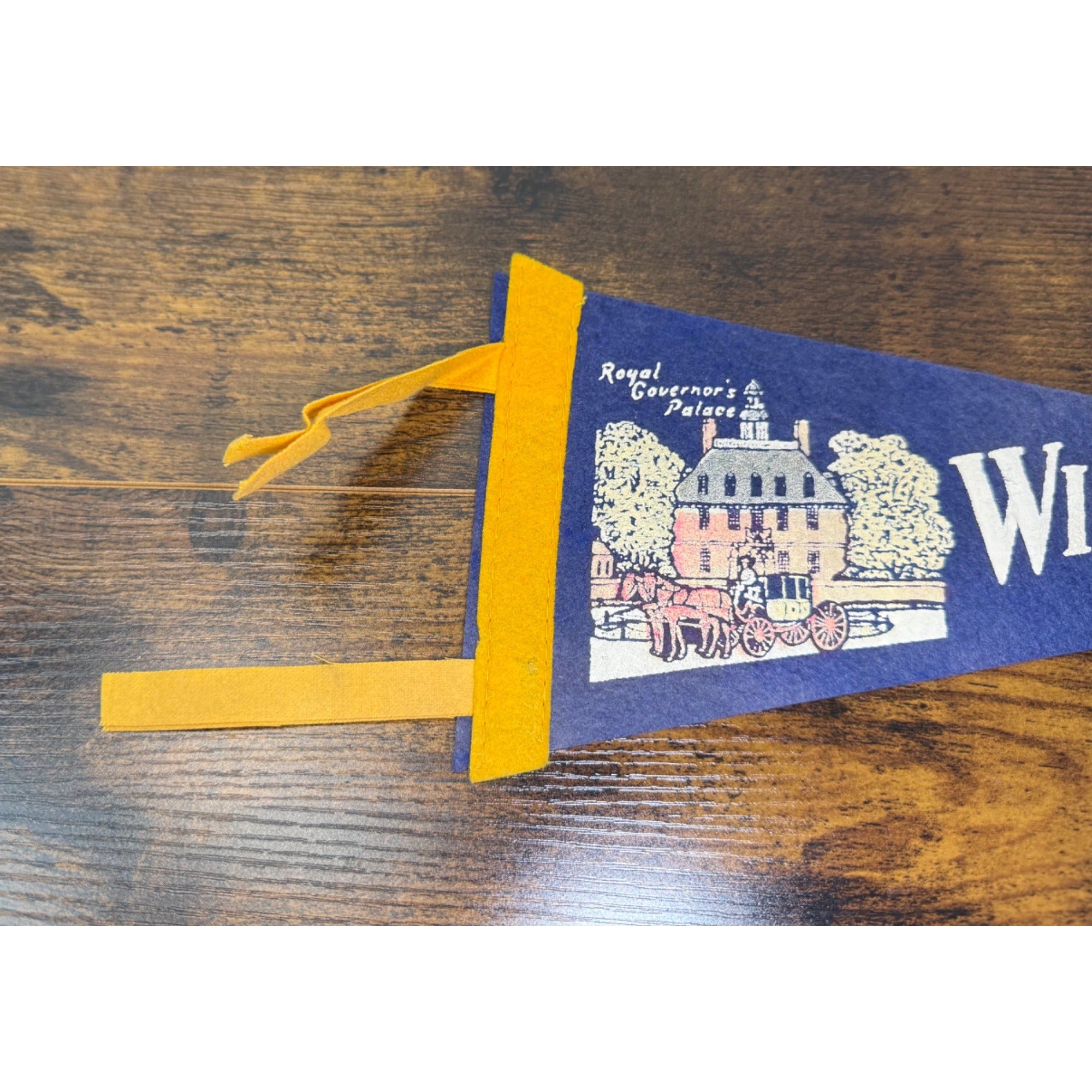 Vintage Williamsburg VA Felt Pennant With Royal Governors Palace Illustration