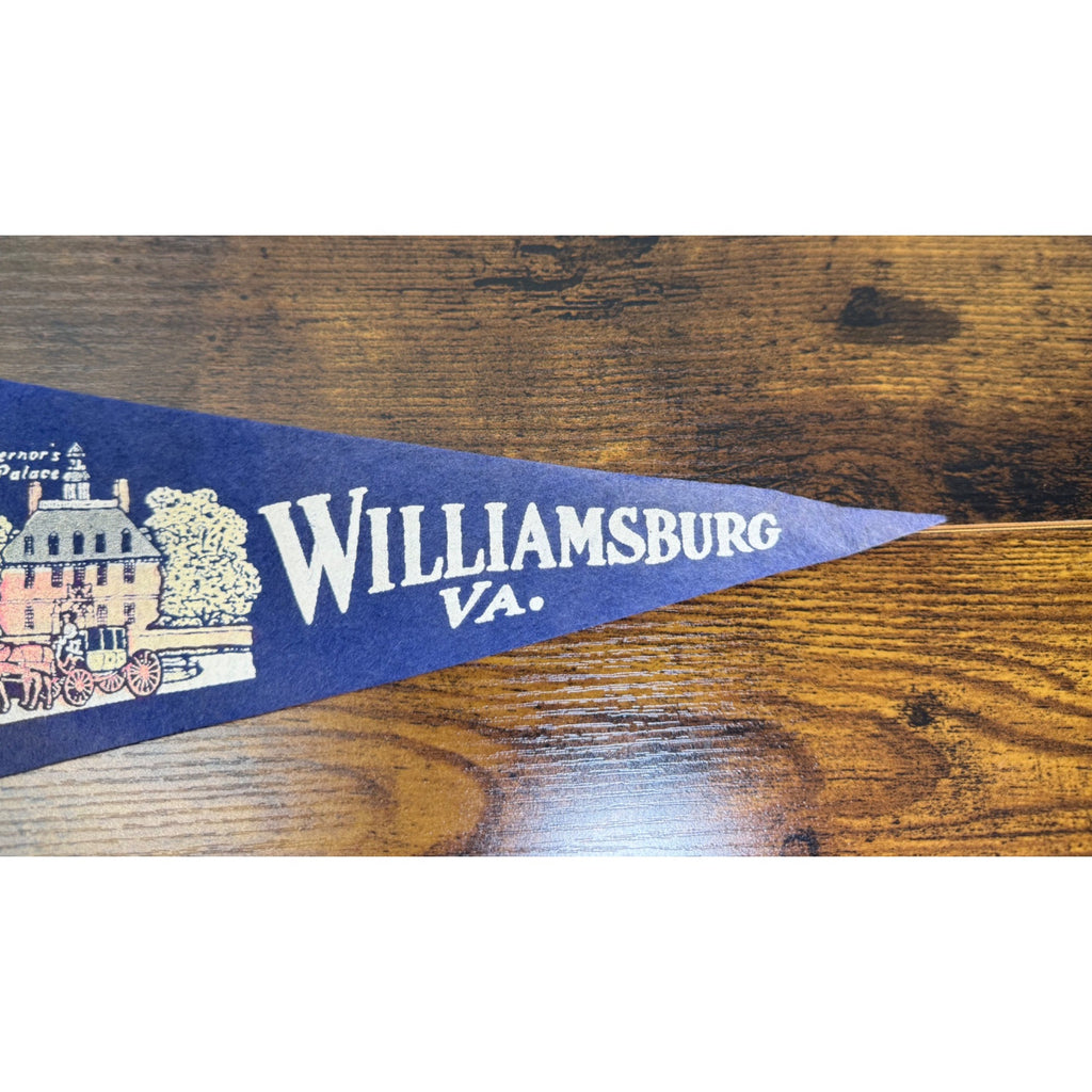 Vintage Williamsburg VA Felt Pennant With Royal Governors Palace Illustration