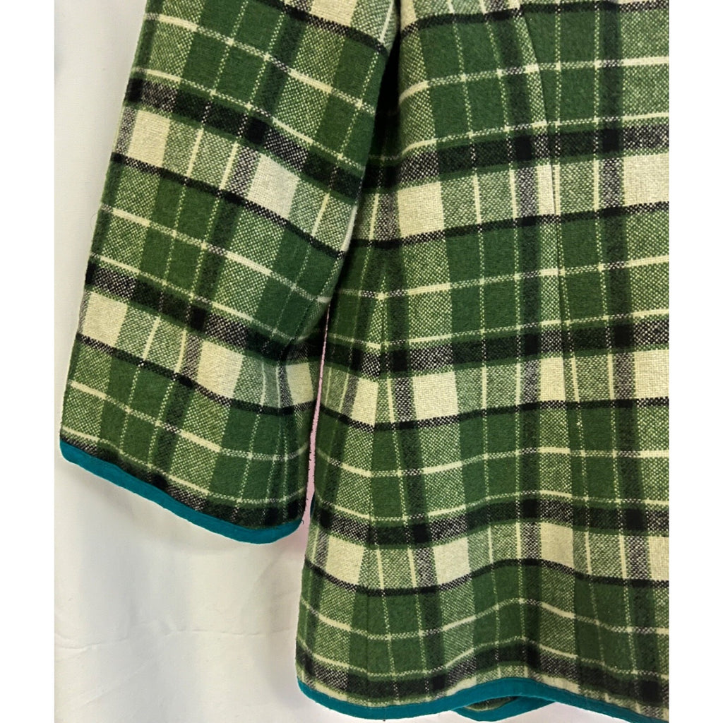 Tabitha green plaid 3/4 sleeve wool blend blazer jacket size Small