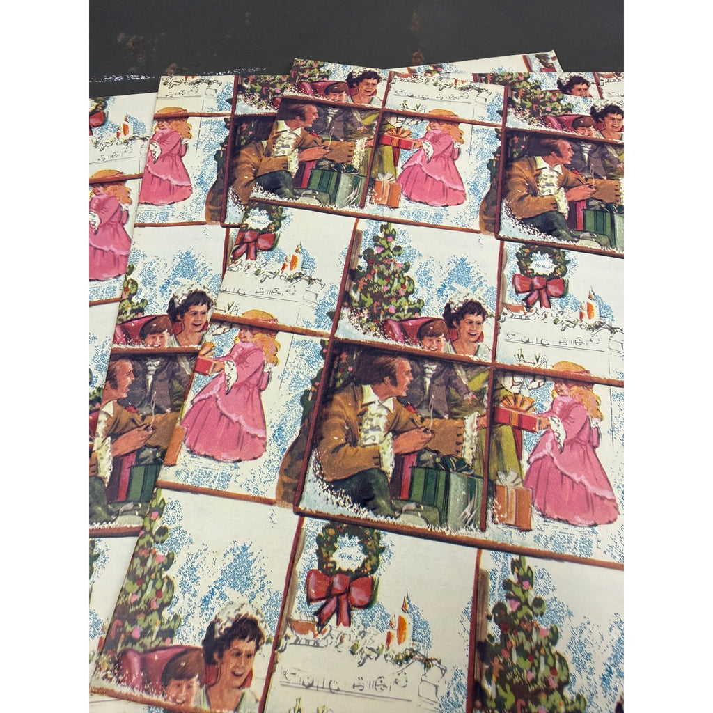 Set of 3 vintage Christmas wrapping paper with 2 different designs