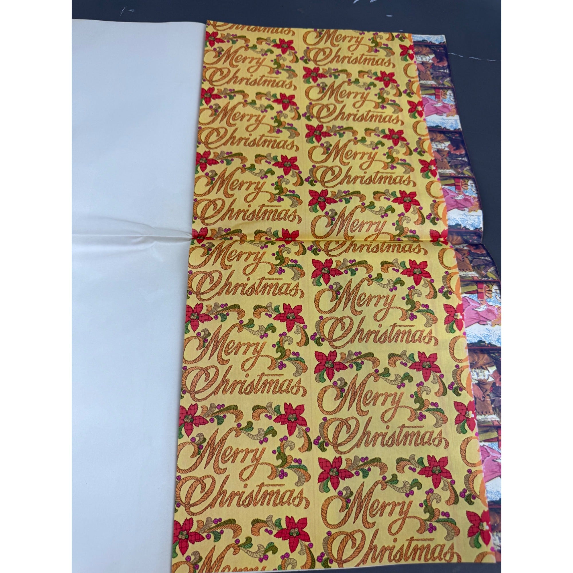 Set of 3 vintage Christmas wrapping paper with 2 different designs