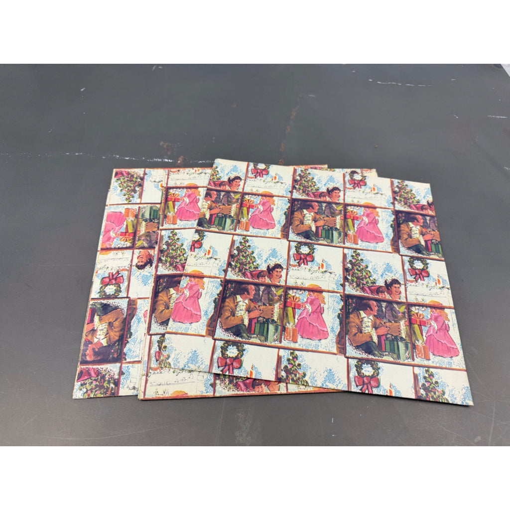 Set of 3 vintage Christmas wrapping paper with 2 different designs