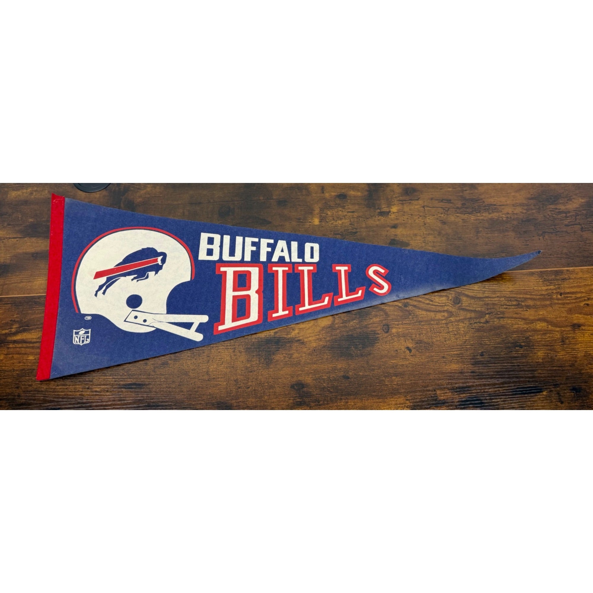 Vintage Buffalo Bills NFL Felt Pennant Sports Memorabilia Blue & Red Helmet Design