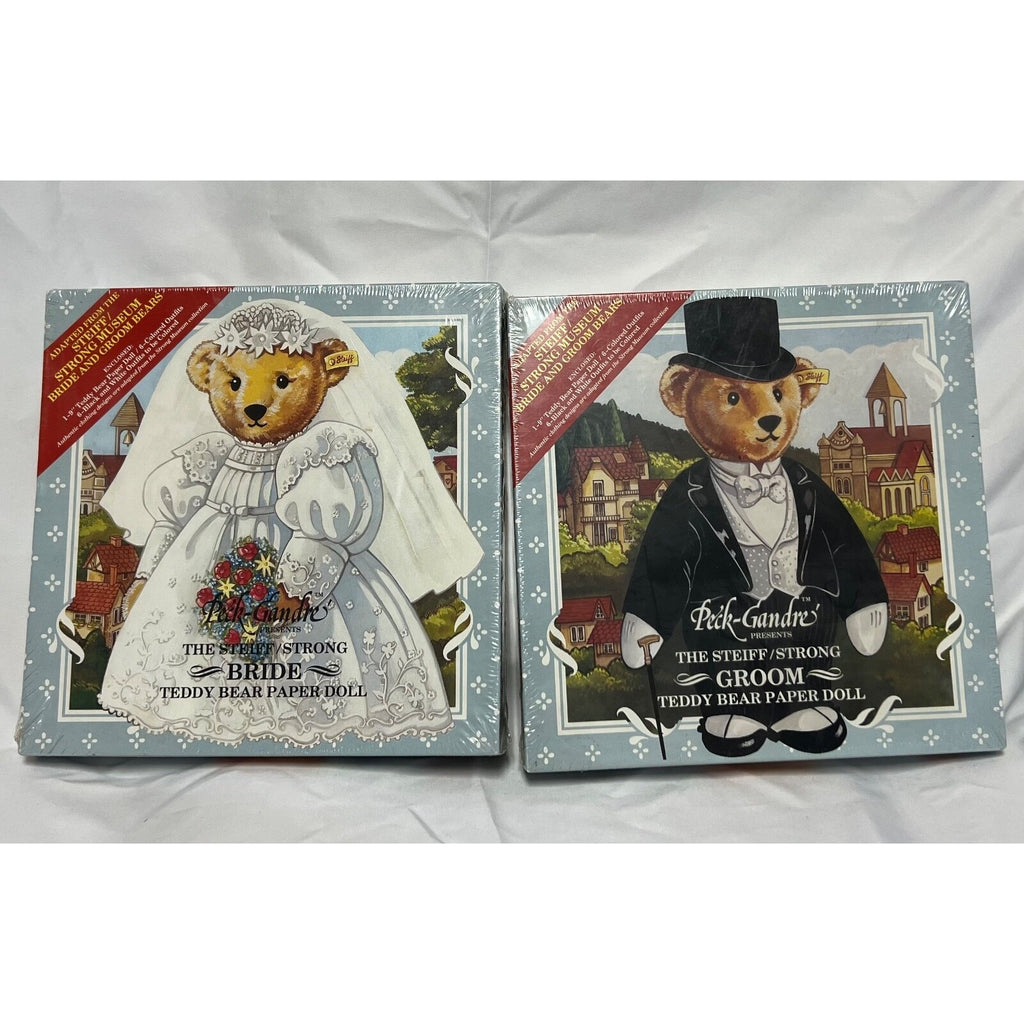 Vintage 1985 Steiff Bride and Groom Teddy Bear paper dolls set NEW