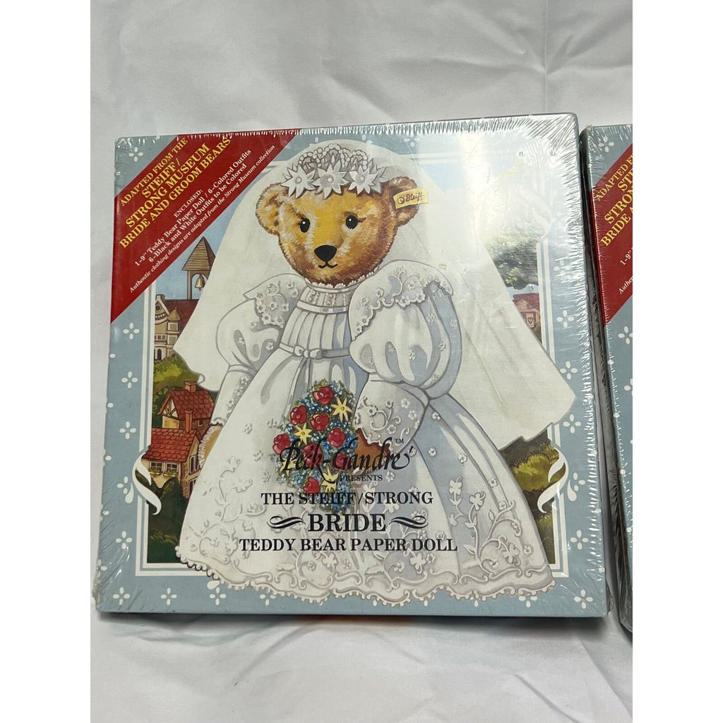 Vintage 1985 Steiff Bride and Groom Teddy Bear paper dolls set NEW