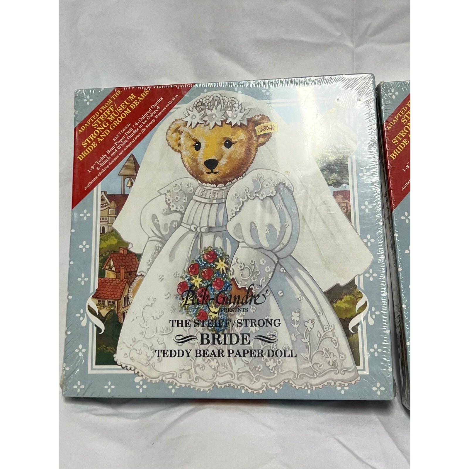 Vintage 1985 Steiff Bride and Groom Teddy Bear paper dolls set NEW