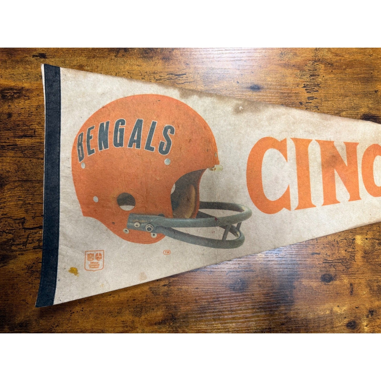 Vintage NFL Cincinnati Bengals pennant damaged