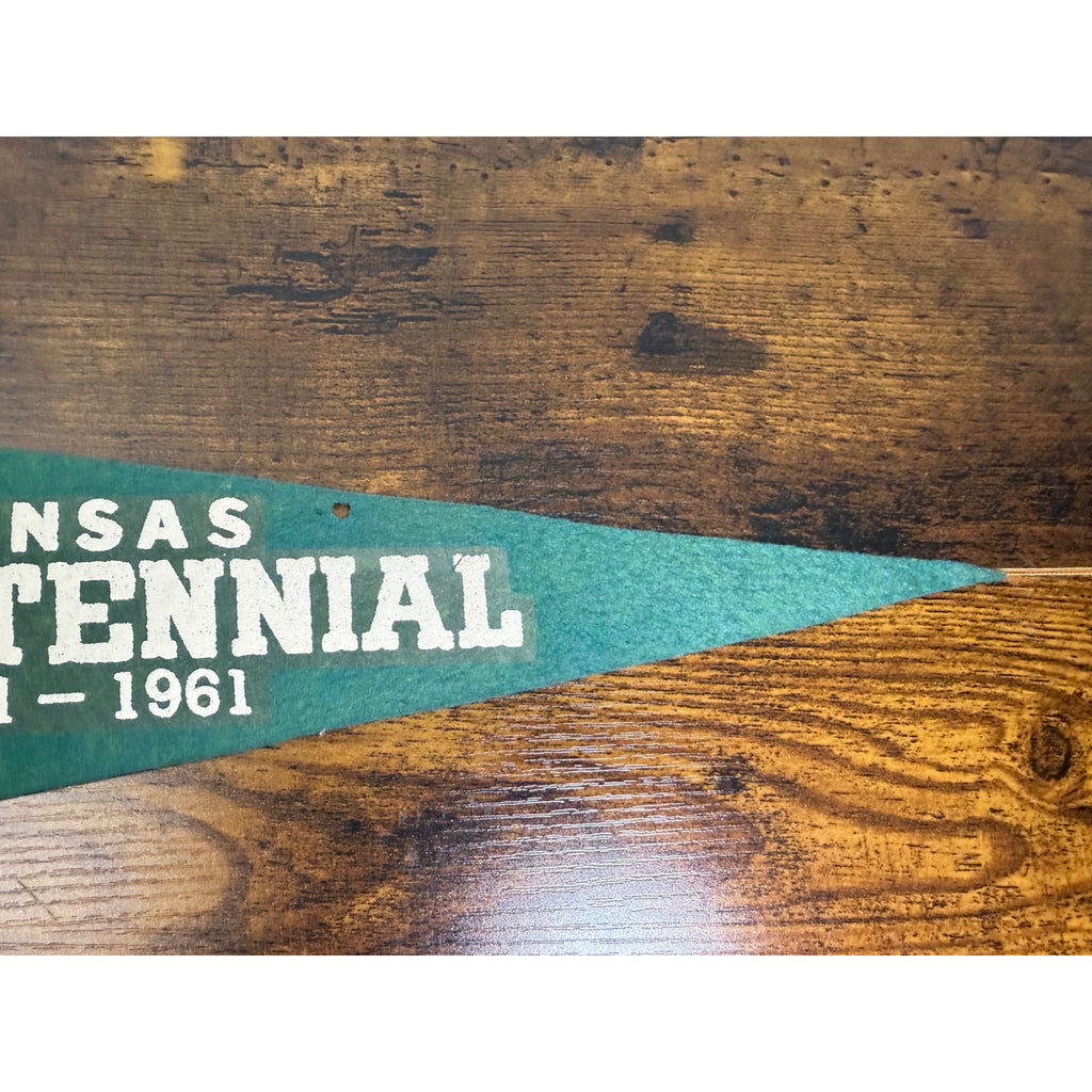 Kansas Centennial Felt Pennant 1861-1961 Green & White Vintage Memorabilia