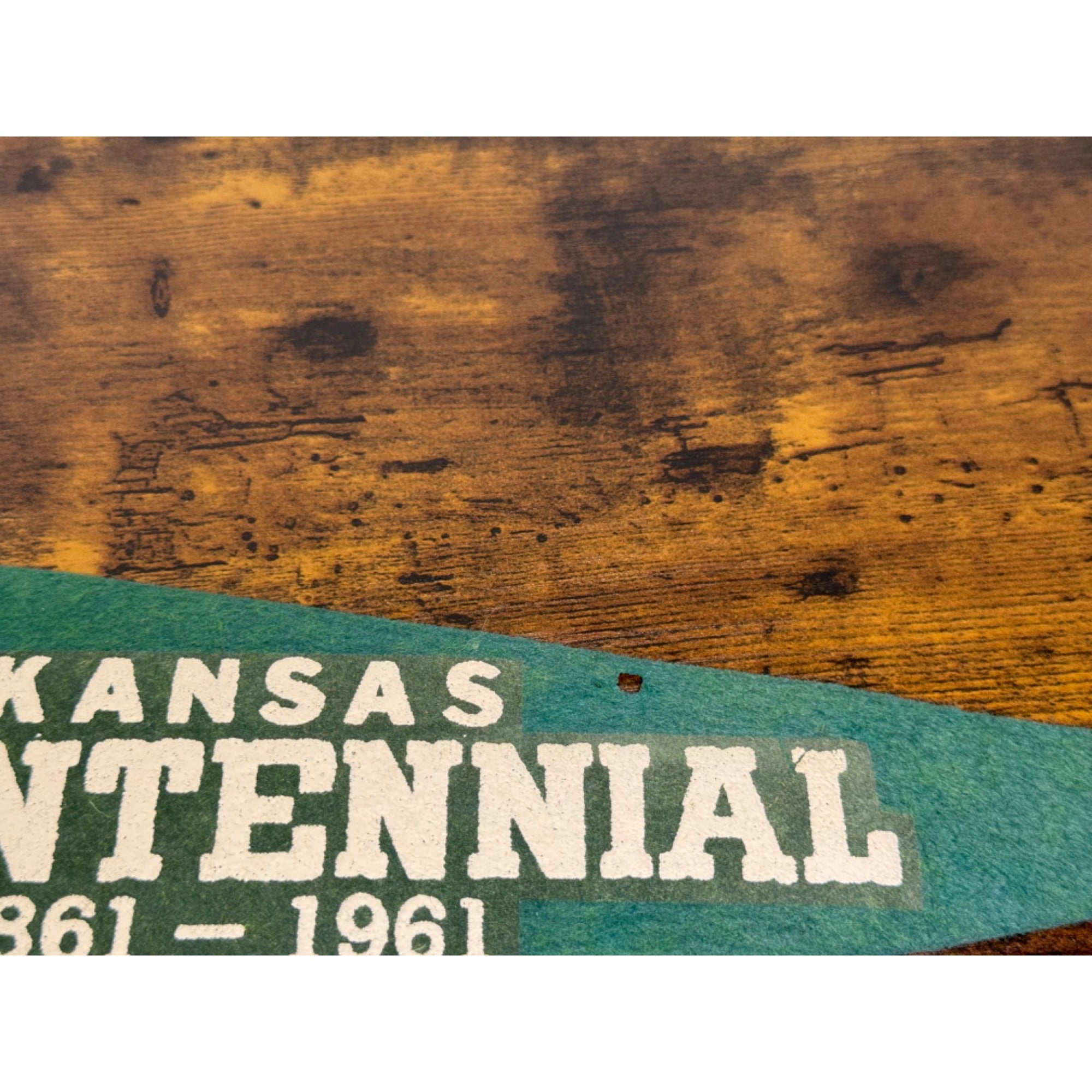 Kansas Centennial Felt Pennant 1861-1961 Green & White Vintage Memorabilia