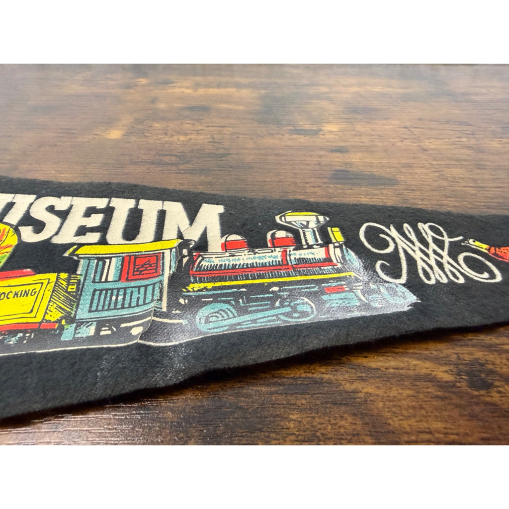 Vintage Woodland Museum Cooperstown N.Y. Felt Pennant With Train & Hunter damaged