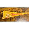 Vintage Santas Village Yellow Felt Pennant With Santas House Graphic & Ties