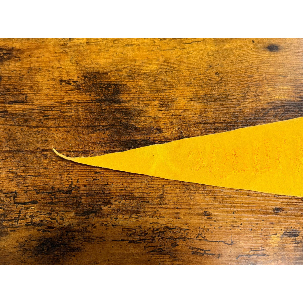 Vintage Santas Village Yellow Felt Pennant With Santas House Graphic & Ties