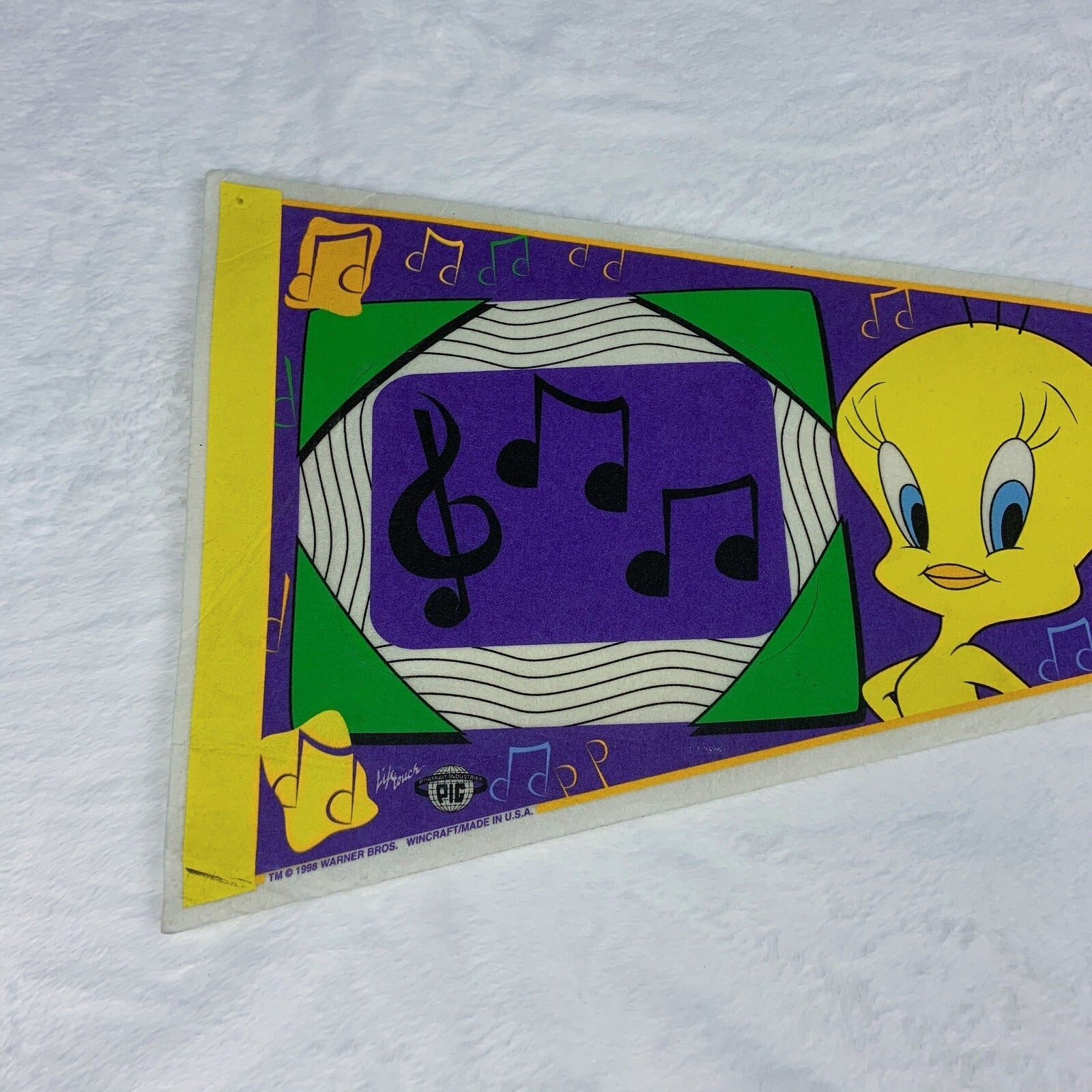 Vintage 1998 Tweety bird first friends pennant Made in USA