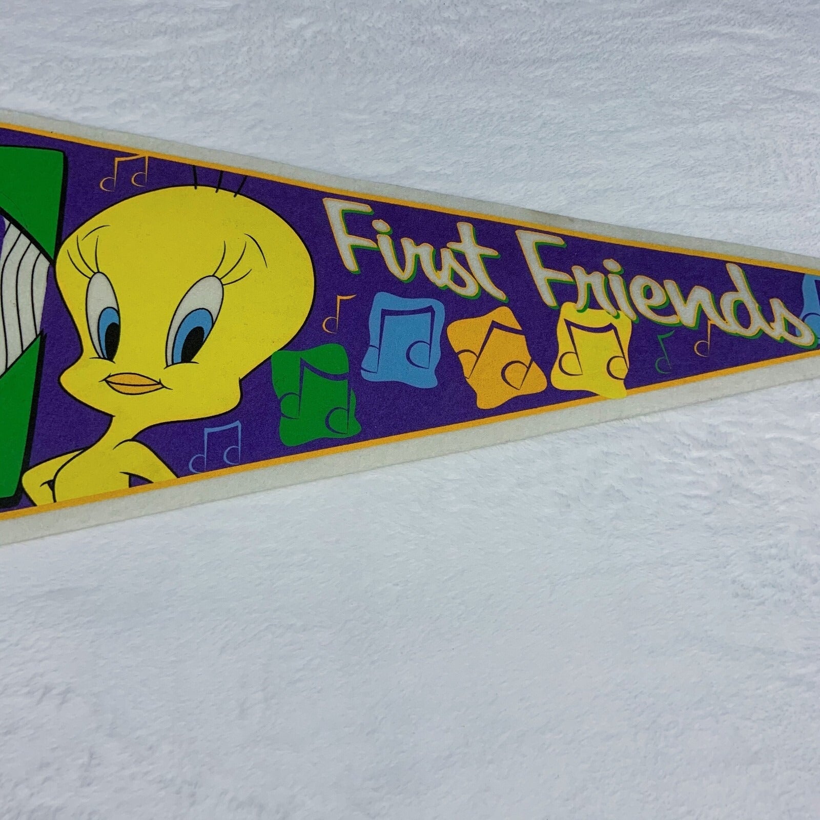 Vintage 1998 Tweety bird first friends pennant Made in USA